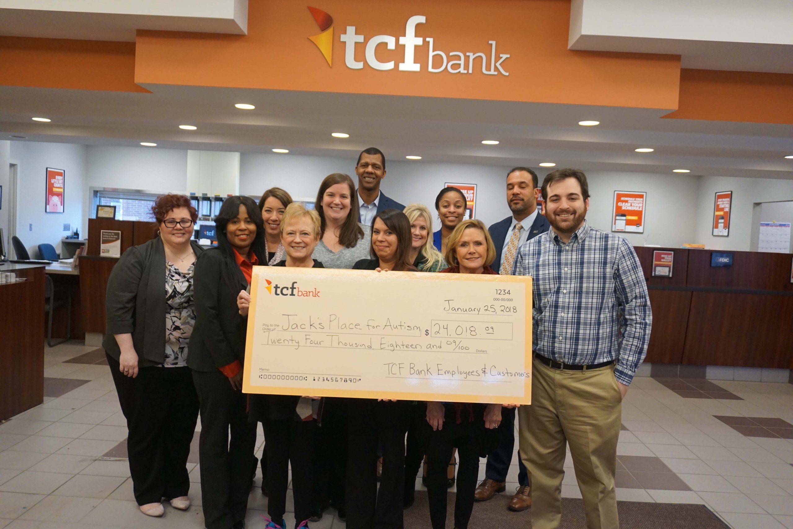 TCF Bank donates $24,018.09 to JACK’S PLACE for Autism